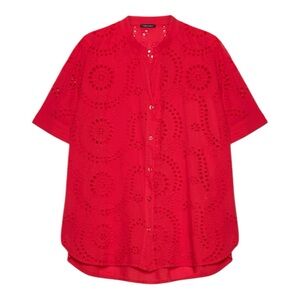 Fiorella Rubino Red Cotton Eyelet Blouse Size 20/ 20W